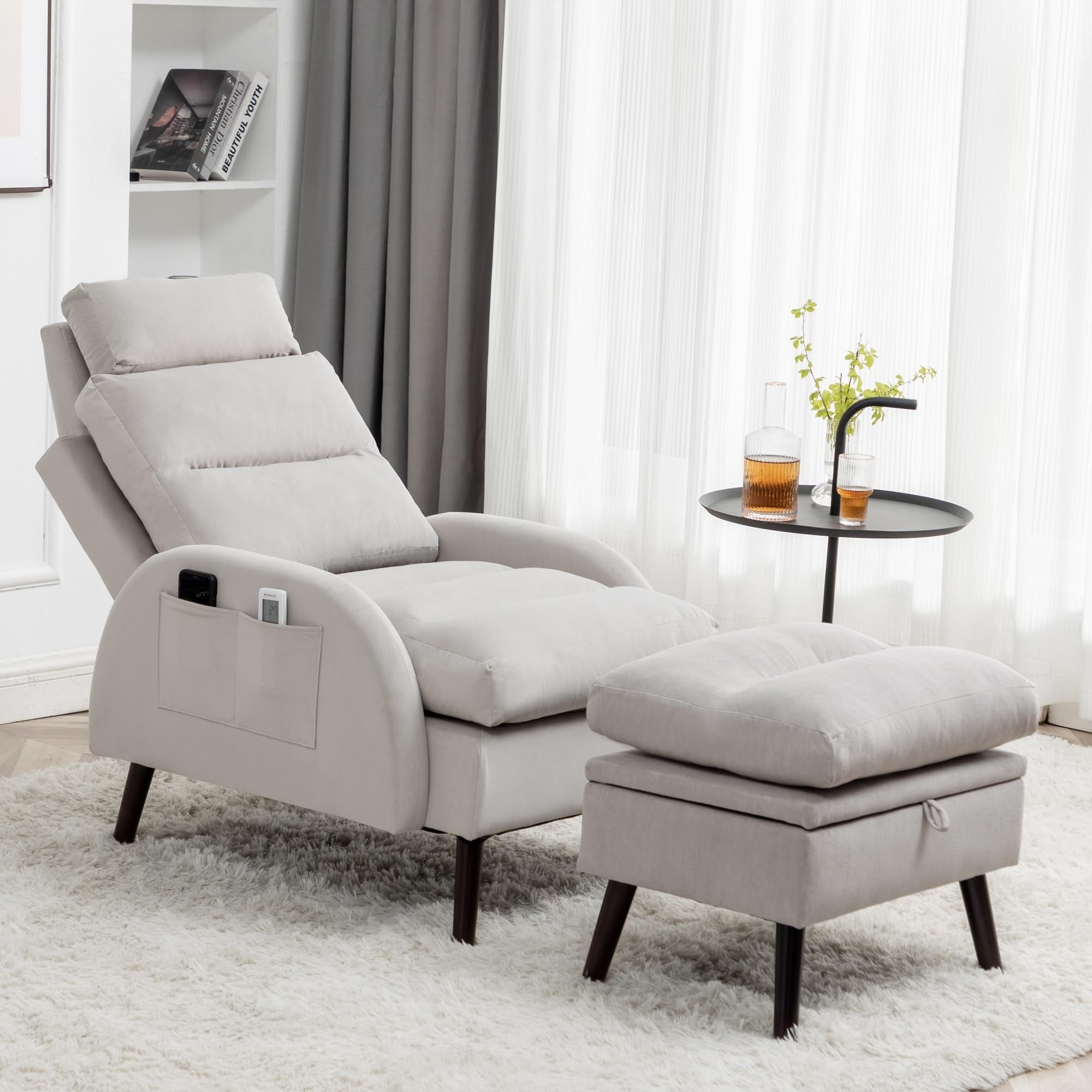 HOMYKA Accent Lounge Chair with Adjustable Backrest Storage HOMYKA Accent Lounge Chair with Adjustable Backrest Storage