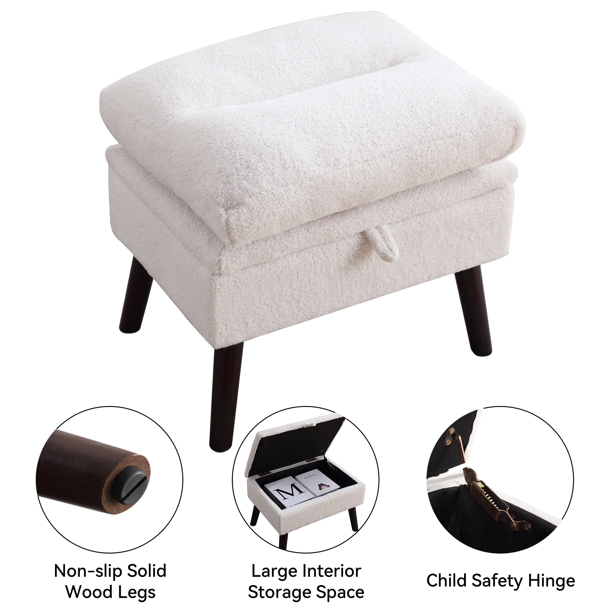HOMYKA Accent Lounge Chair with Adjustable Backrest Storage Ottoman Overstock