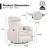 HOMYKA Modern Faux Leather Rocking Recliner with Swivel Set 2