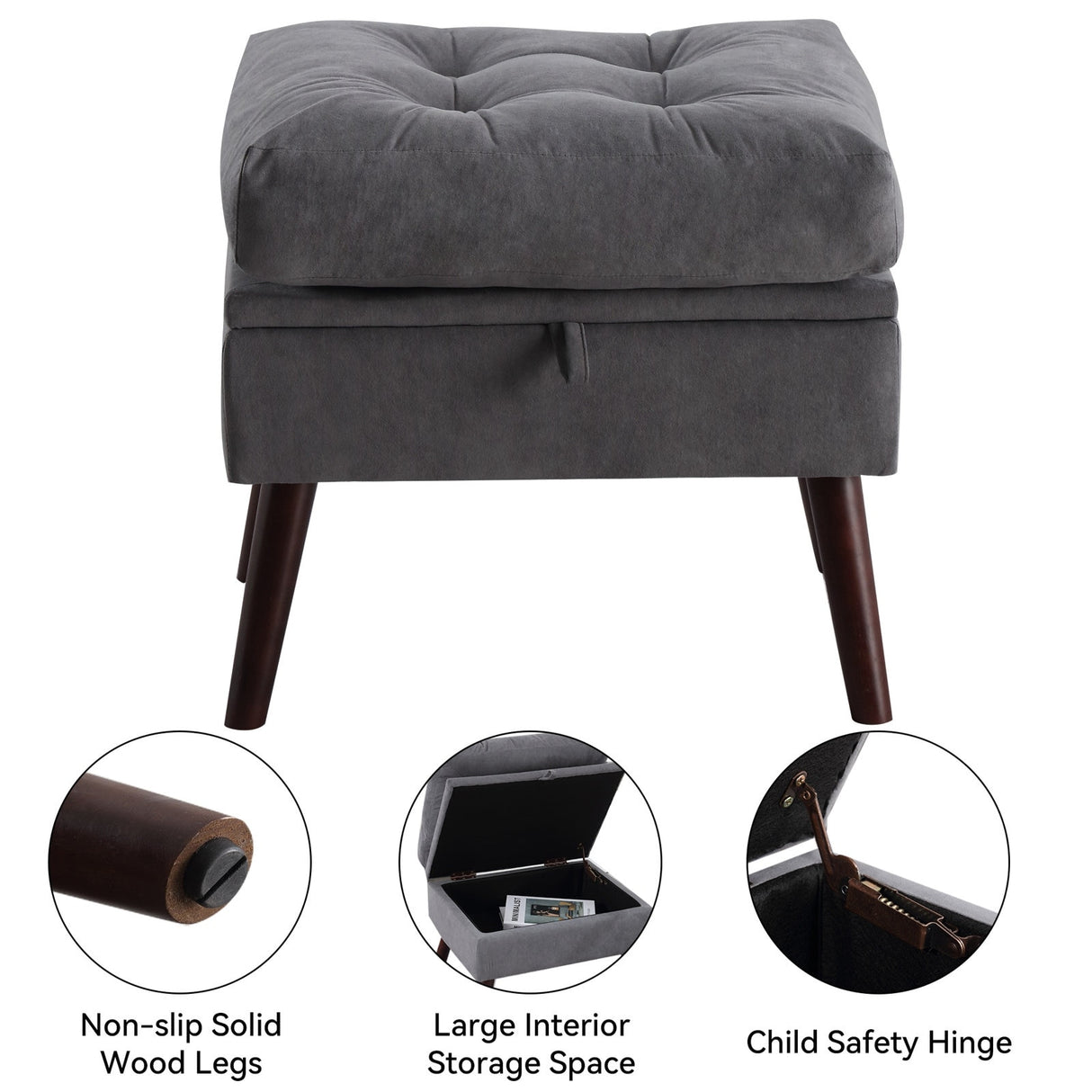 HOMYKA Upholstered Chaise Lounge Chair with Adjustable Backrest Storage Ottoman