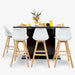 HOMYLIN Scandinavian Style Plastic High Back And Solid Oak Bar Stool(Set of 2)