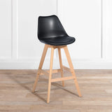 HOMYLIN Scandinavian Style Plastic High Back And Solid Oak Bar Stool(Set of 2)