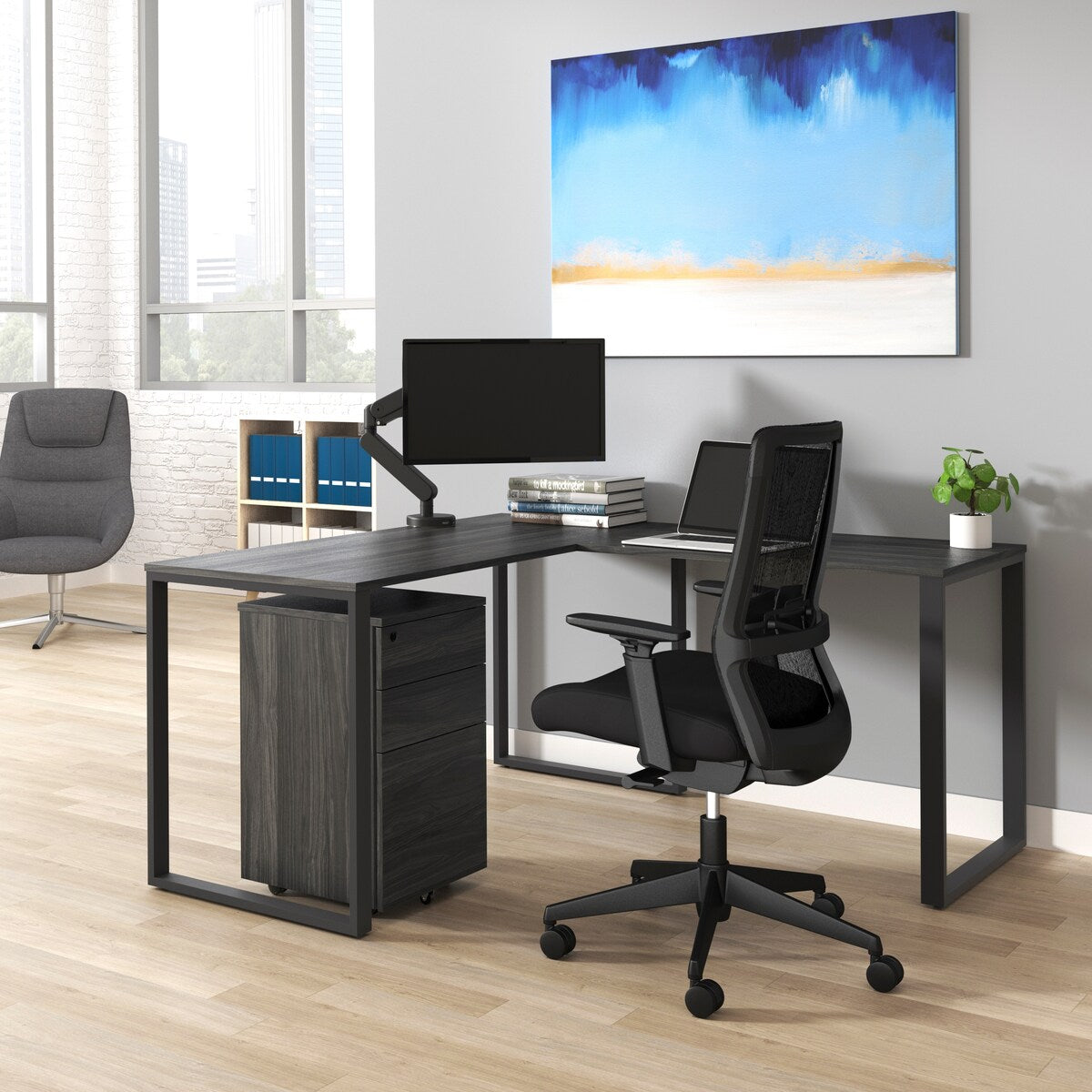 HON Basyx 59" L-Shape Corner Computer Desk