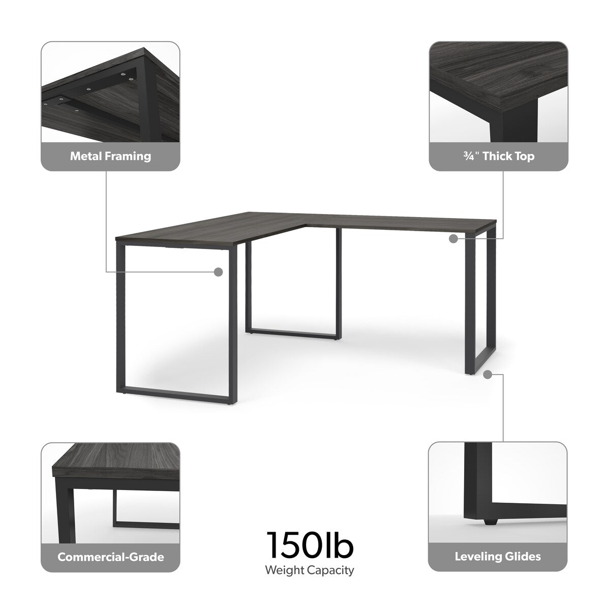 HON Basyx 59" L-Shape Corner Computer Desk