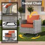 HOOOWOOO 10-piece Rattan Wicker Sectional Sofa Patio Furniture Set with Fire Pit Table