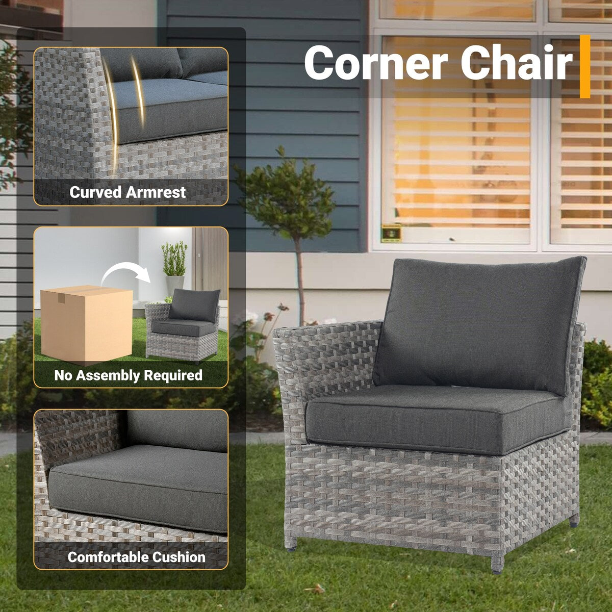 HOOOWOOO 10-piece Rattan Wicker Sectional Sofa Patio Furniture Set with Fire Pit Table
