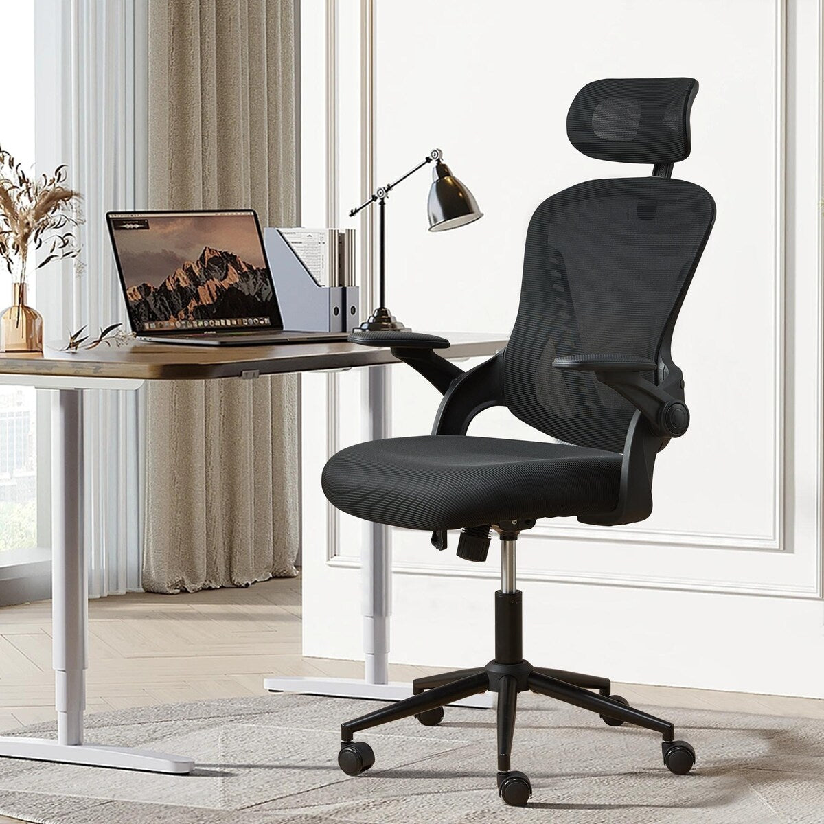 HOOOWOOO Ergonomic Adjustable Office Chair Mesh Swivel Task Chair with Flexible Arms