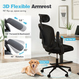 HOOOWOOO Ergonomic Adjustable Office Chair Mesh Swivel Task Chair with Flexible Arms