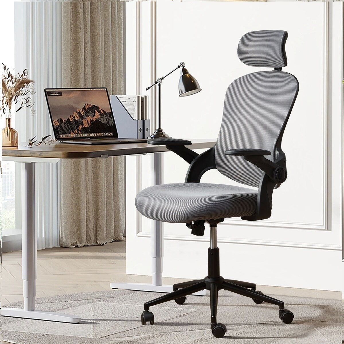 HOOOWOOO Ergonomic Adjustable Office Chair Mesh Swivel Task Chair with Flexible Arms