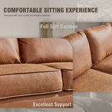 HOOOWOOO Living Room Furniture Mid-Century Suede Sofa with Chaise Lounge