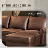 HOOOWOOO Living Room Furniture Mid-Century Suede Sofa with Chaise Lounge