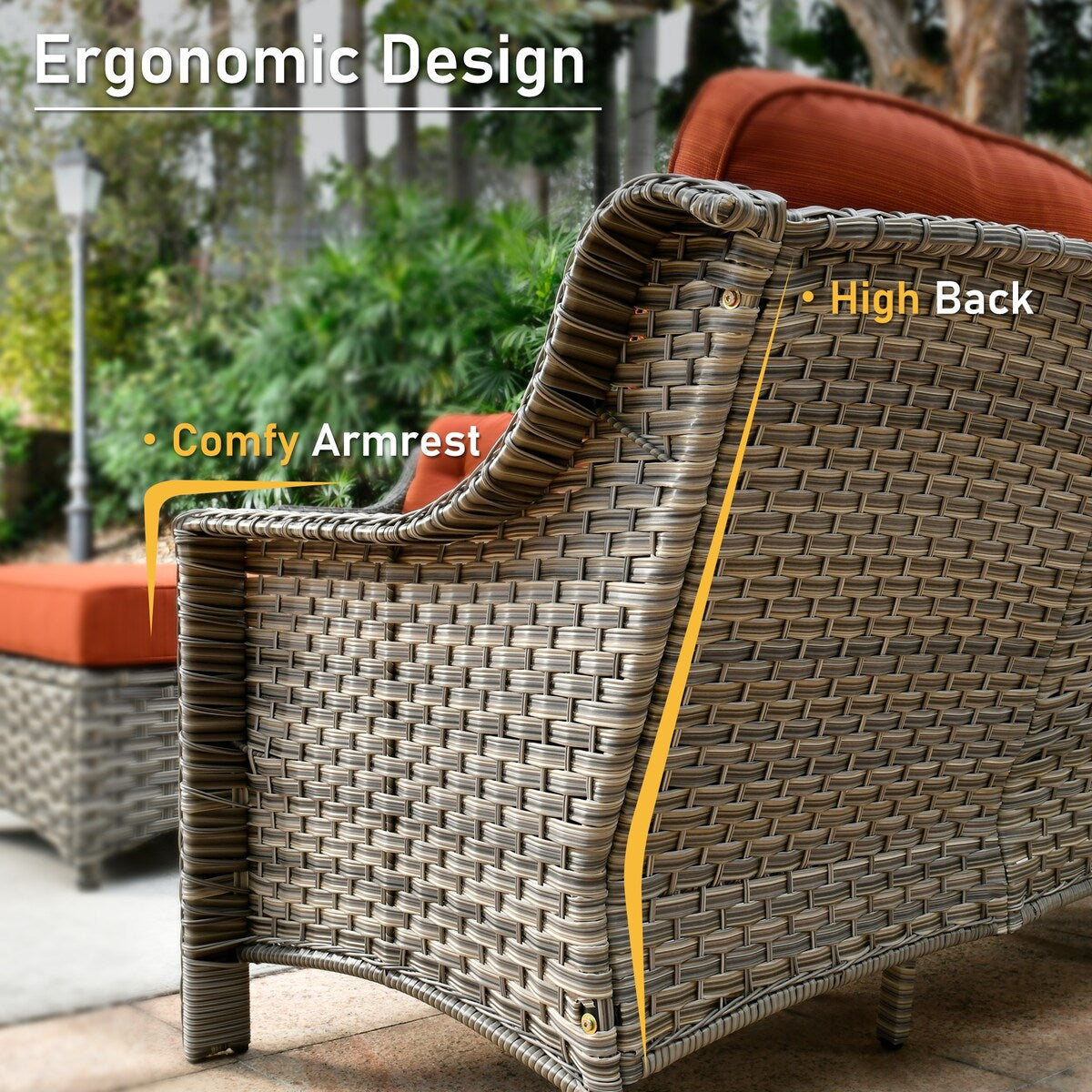HOOOWOOO 9-piece Wicker High Back Patio Outdoor Swivel Chair Set