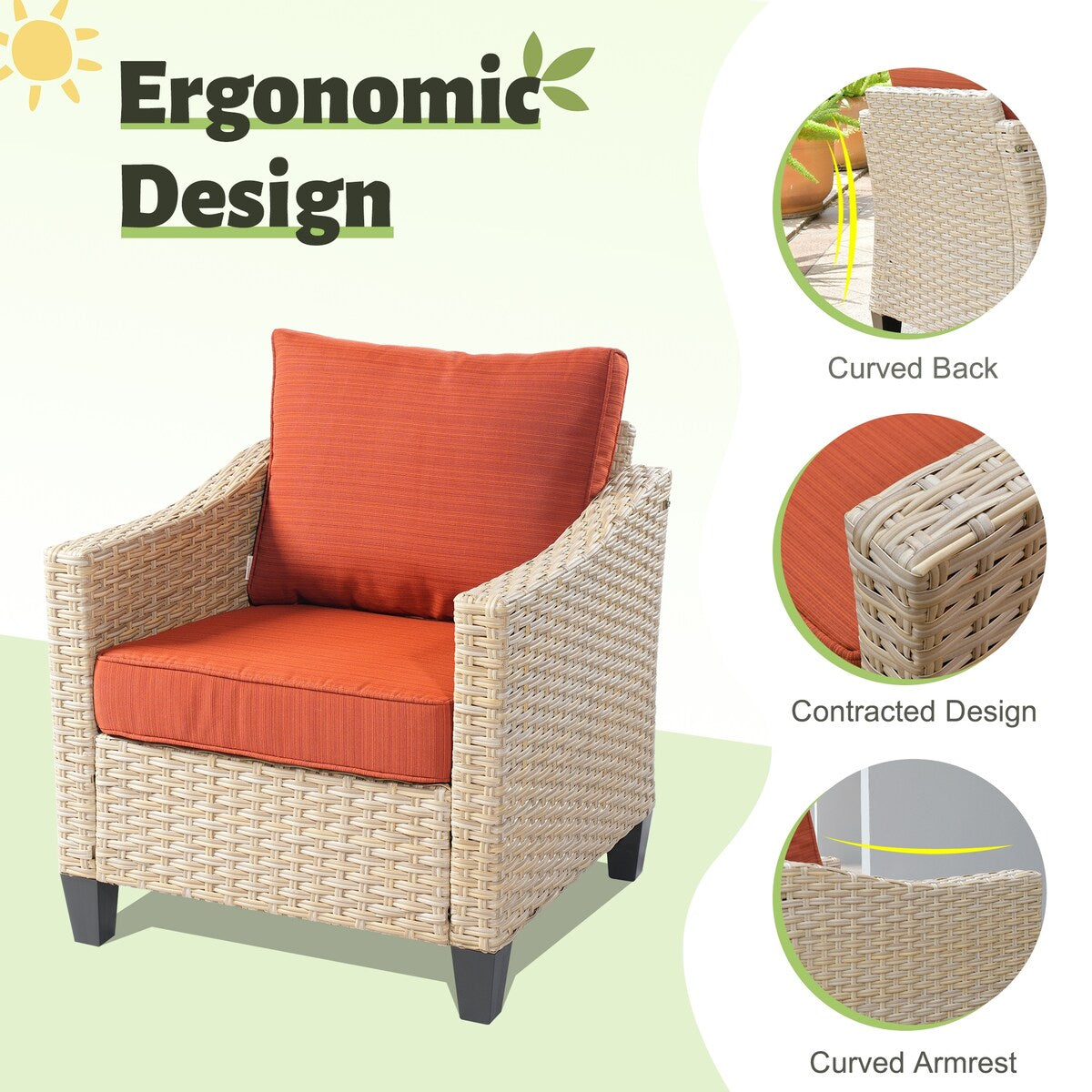 HOOOWOOO 8-piece Wicker Patio Furniture Conversation Sofa Set