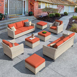 HOOOWOOO 8-piece Wicker Patio Furniture Conversation Sofa Set