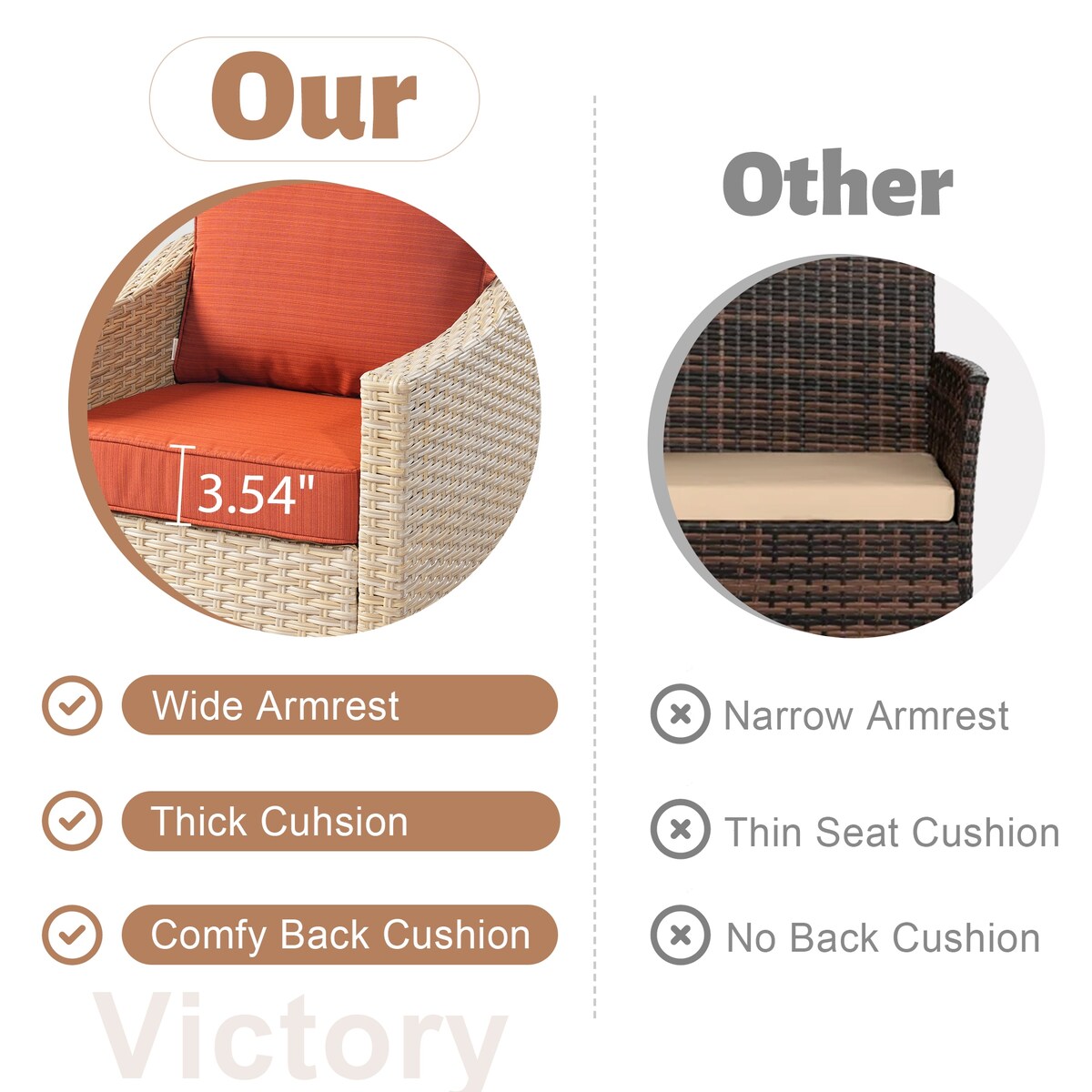 HOOOWOOO 8-piece Wicker Patio Furniture Conversation Sofa Set