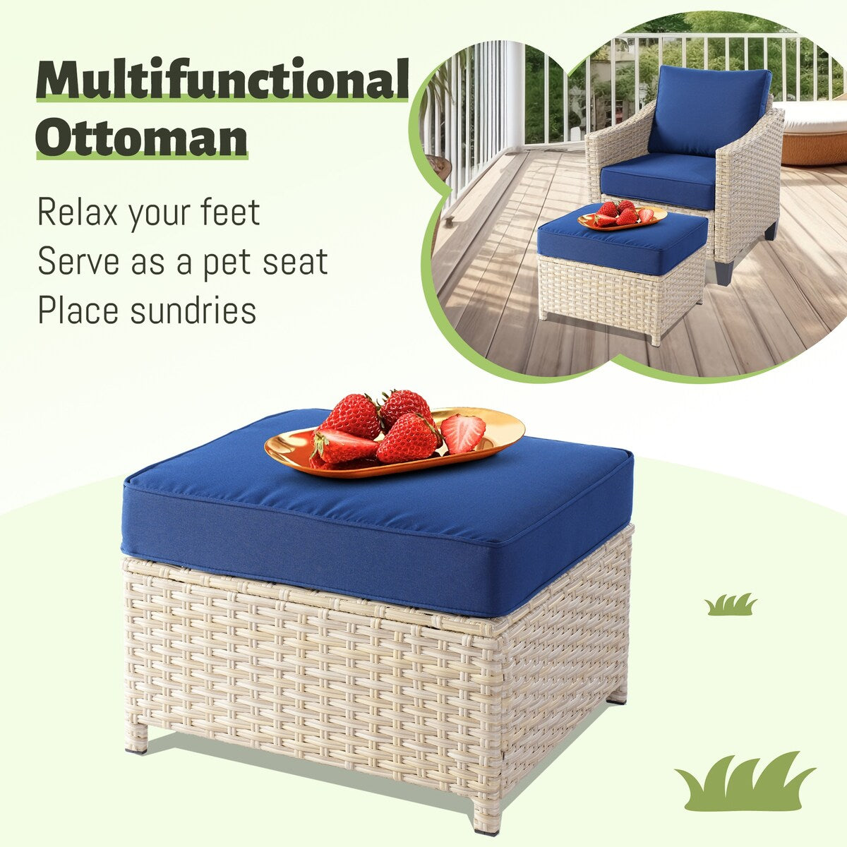 HOOOWOOO 8-piece Wicker Patio Furniture Conversation Sofa Set
