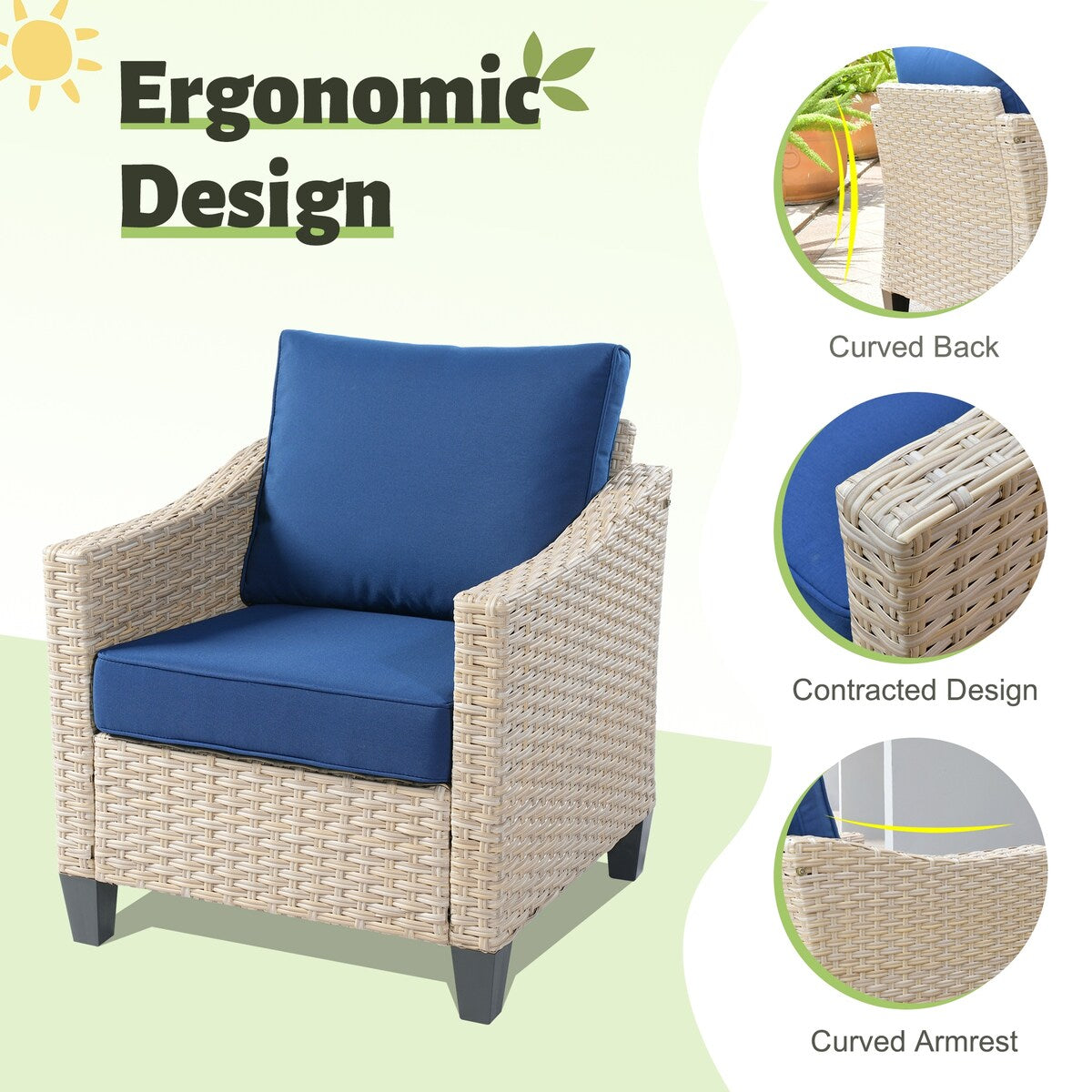 HOOOWOOO 8-piece Wicker Patio Furniture Conversation Sofa Set