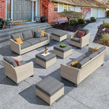 HOOOWOOO 8-piece Wicker Patio Furniture Conversation Sofa Set