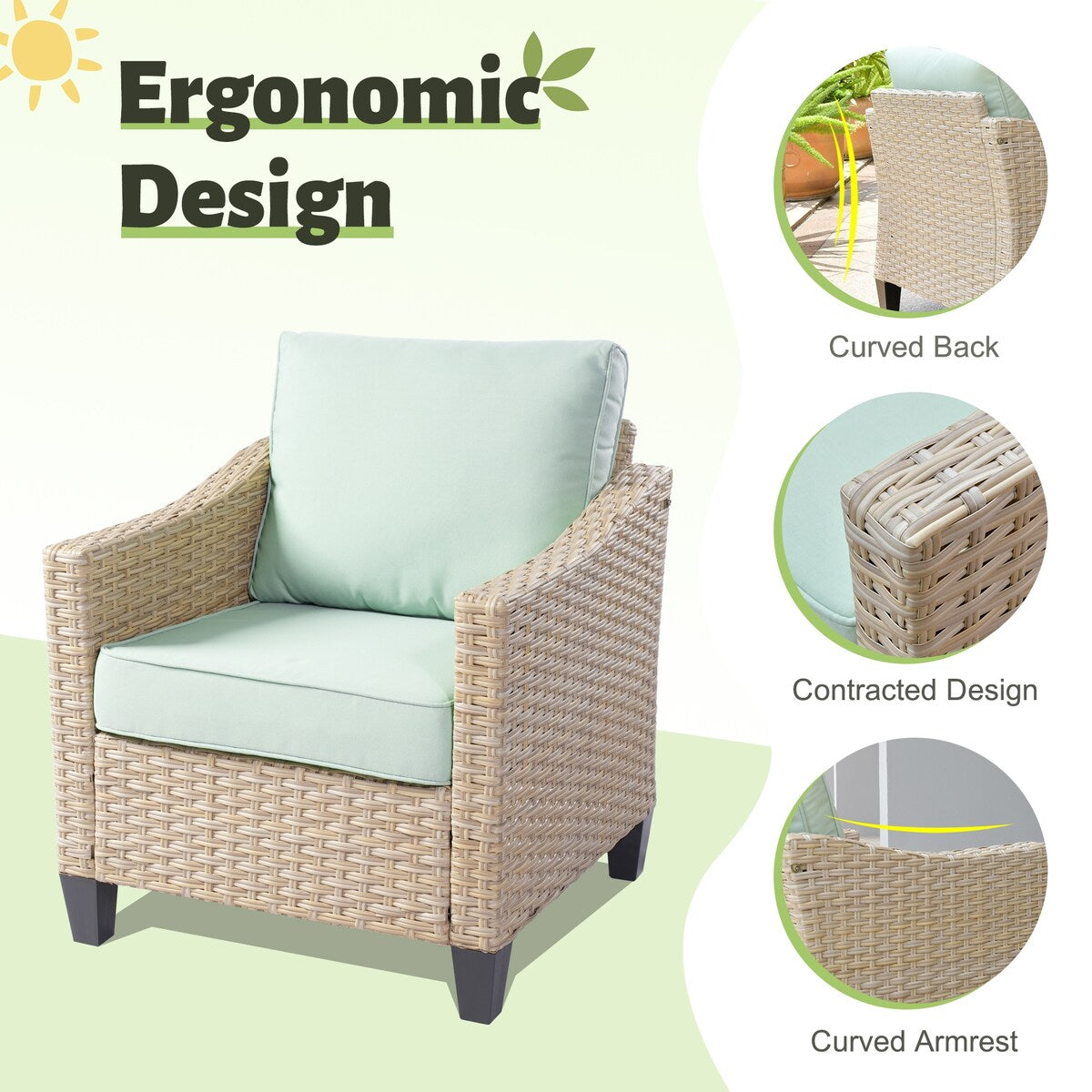 HOOOWOOO 8-piece Wicker Patio Furniture Conversation Sofa Set