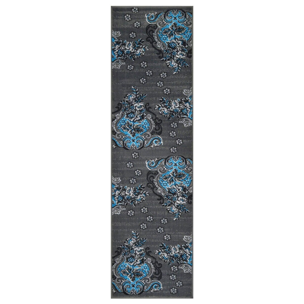 HR Floral/Swirls Design Pattern Modern Area Rug Blue/Grey/Silver/Black-Abstract/Contemporary