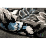 HR Floral/Swirls Design Pattern Modern Area Rug Blue/Grey/Silver/Black-Abstract/Contemporary