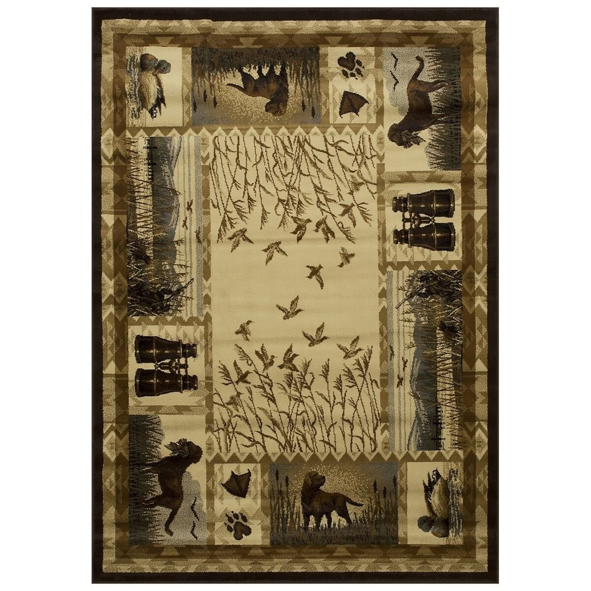 HR Lodge, Cabin Hunting Accent Area Rug Modern Geometric Design Cabin Area Rug