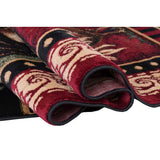 HR Lodge, Cabin Nature and Animals Area Rug Geometric Cabin Area Rug–Abstract, Black, Green, Red, Rooster Rug