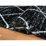 HR Luxurious Black & White Moroccan Diamond Shag Rug | Plush 1-Inch-High Pile | Soft & Durable Area Rug for Living...