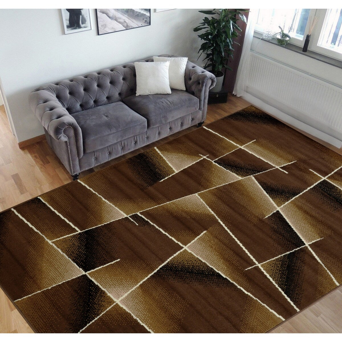 HR Square Pattern Area Rug Box Pattern Modern Carpet Comfy shed Free Stain Resistant