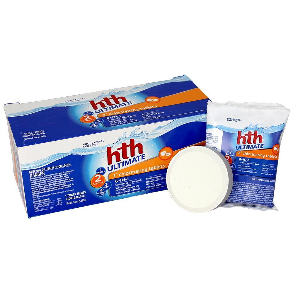 HTH Ultimate 6-In-1 3-Inch Chlorinating Tablets for Swimming Pools