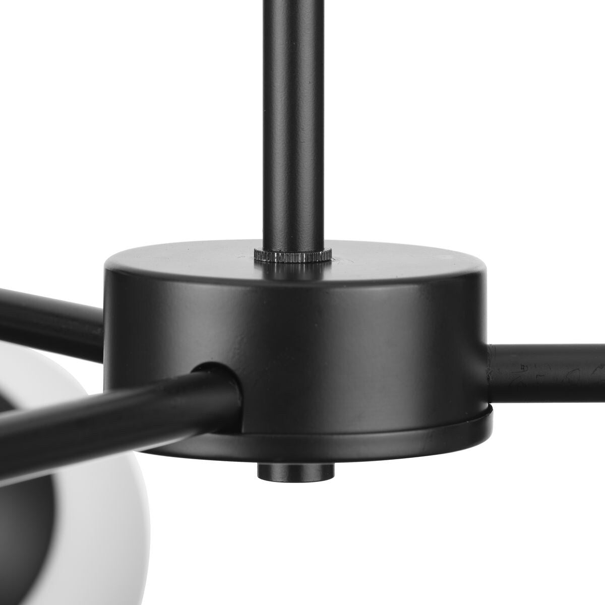 Haas Collection Six-Light Matte Black Mid-Century Modern Chandelier - 50 in x 50 in x 5.87 in