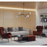 Haas Collection Six-Light Matte Black Mid-Century Modern Chandelier - 50 in x 50 in x 5.87 in