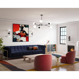 Haas Collection Six-Light Matte Black Mid-Century Modern Chandelier - 50 in x 50 in x 5.87 in