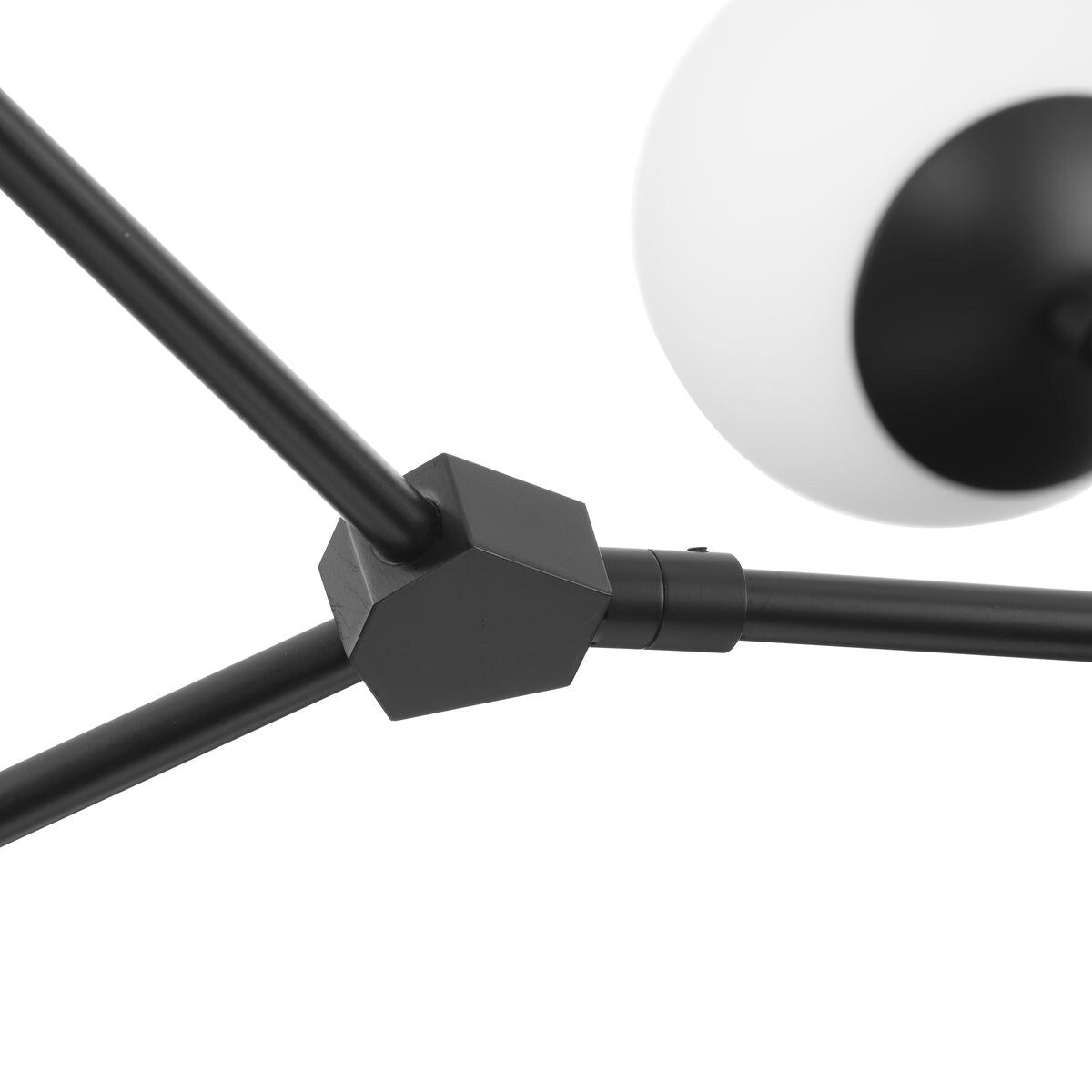 Haas Collection Six-Light Matte Black Mid-Century Modern Chandelier - 50 in x 50 in x 5.87 in