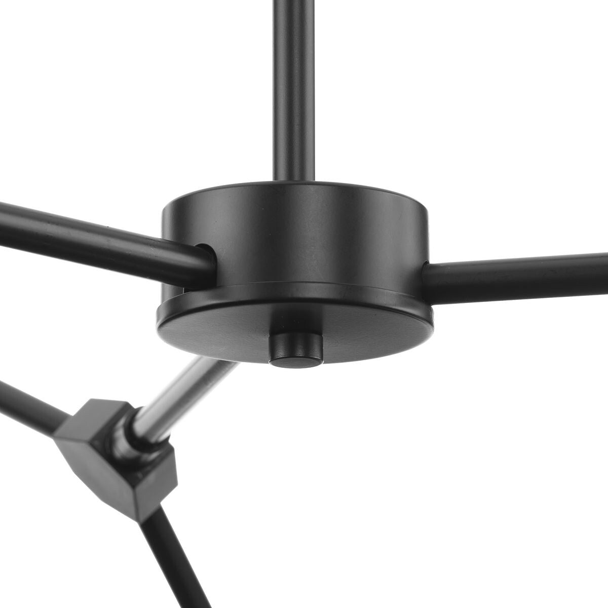 Haas Collection Six-Light Matte Black Mid-Century Modern Chandelier - 50 in x 50 in x 5.87 in
