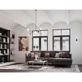 Haas Collection Six-Light Matte Black Mid-Century Modern Chandelier - 50 in x 50 in x 5.87 in