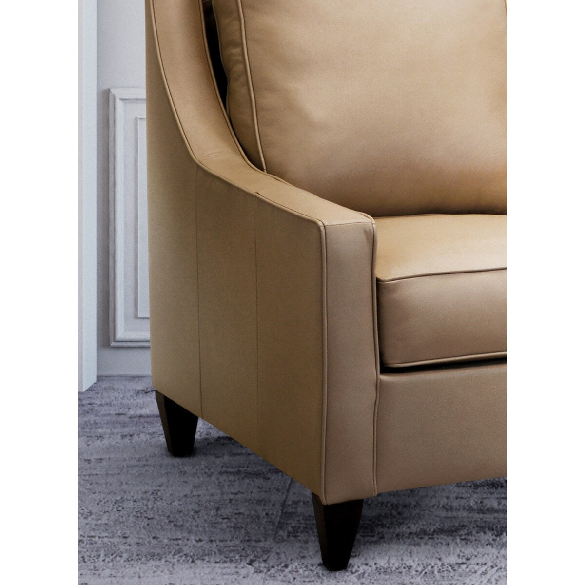 Hackney Light Beige Top Grain Leather Accent Chair