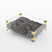 Haines 21.5" x 15.25" Small/Medium Modern Lucite Velvet Pet Bed with Washable Cushion, Dark Gray/Clear