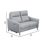 Hal 60 Inch Power Recliner Loveseat, Gel Foam, USB Port, Gray Faux Leather