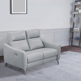 Hal 60 Inch Power Recliner Loveseat, Gel Foam, USB Port, Gray Faux Leather