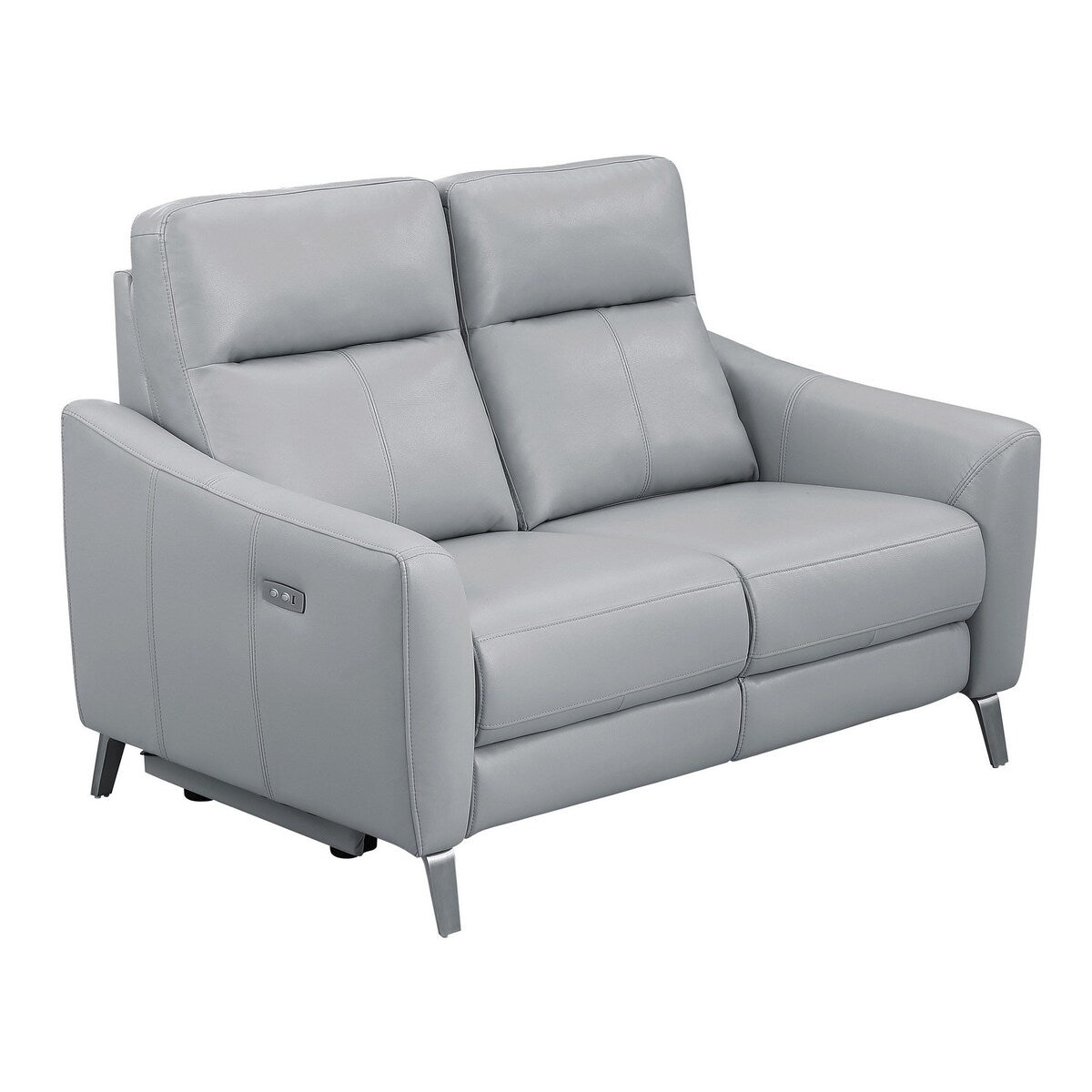 Hal 60 Inch Power Recliner Loveseat, Gel Foam, USB Port, Gray Faux Leather