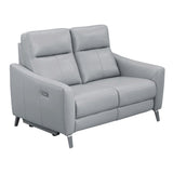 Hal 60 Inch Power Recliner Loveseat, Gel Foam, USB Port, Gray Faux Leather