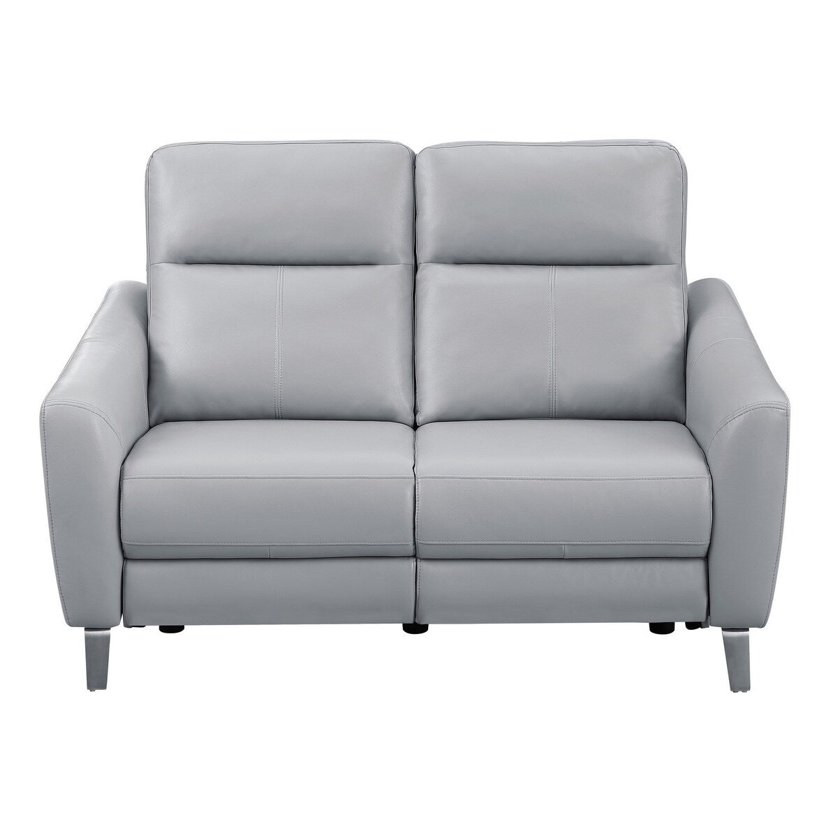 Hal 60 Inch Power Recliner Loveseat, Gel Foam, USB Port, Gray Faux Leather