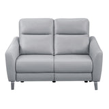 Hal 60 Inch Power Recliner Loveseat, Gel Foam, USB Port, Gray Faux Leather