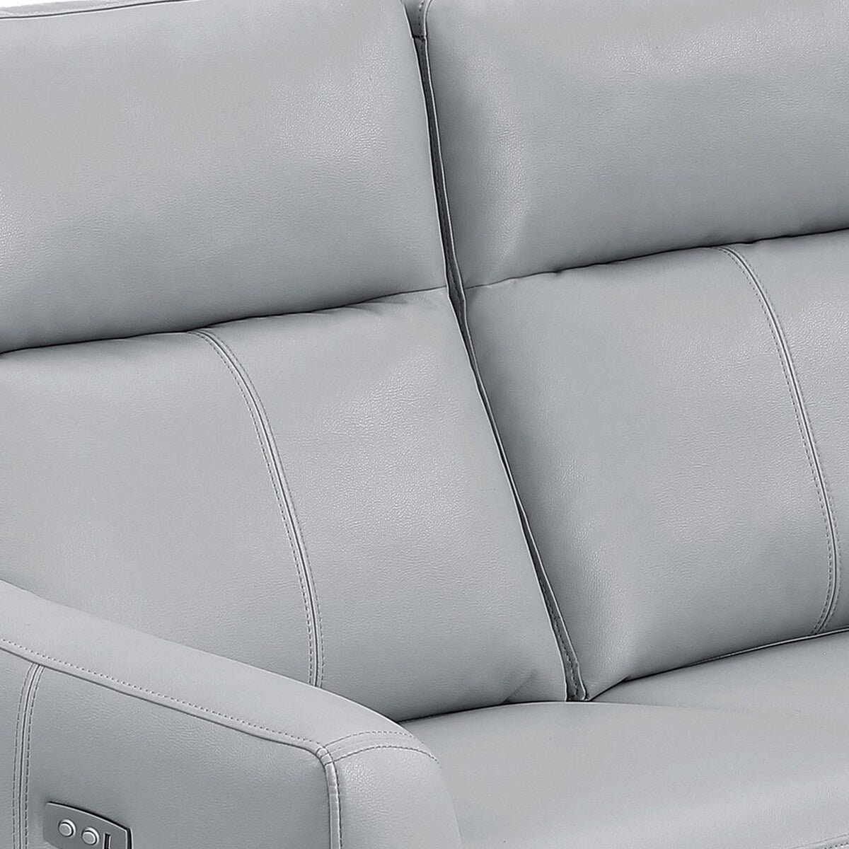 Hal 60 Inch Power Recliner Loveseat, Gel Foam, USB Port, Gray Faux Leather