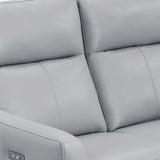 Hal 60 Inch Power Recliner Loveseat, Gel Foam, USB Port, Gray Faux Leather