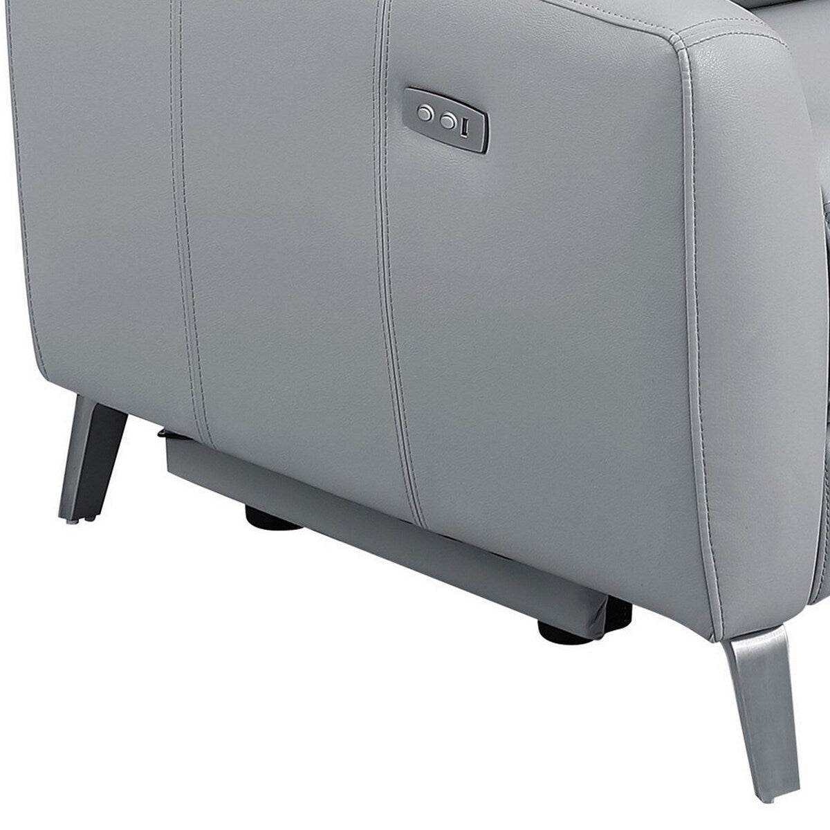 Hal 60 Inch Power Recliner Loveseat, Gel Foam, USB Port, Gray Faux Leather