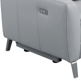 Hal 60 Inch Power Recliner Loveseat, Gel Foam, USB Port, Gray Faux Leather