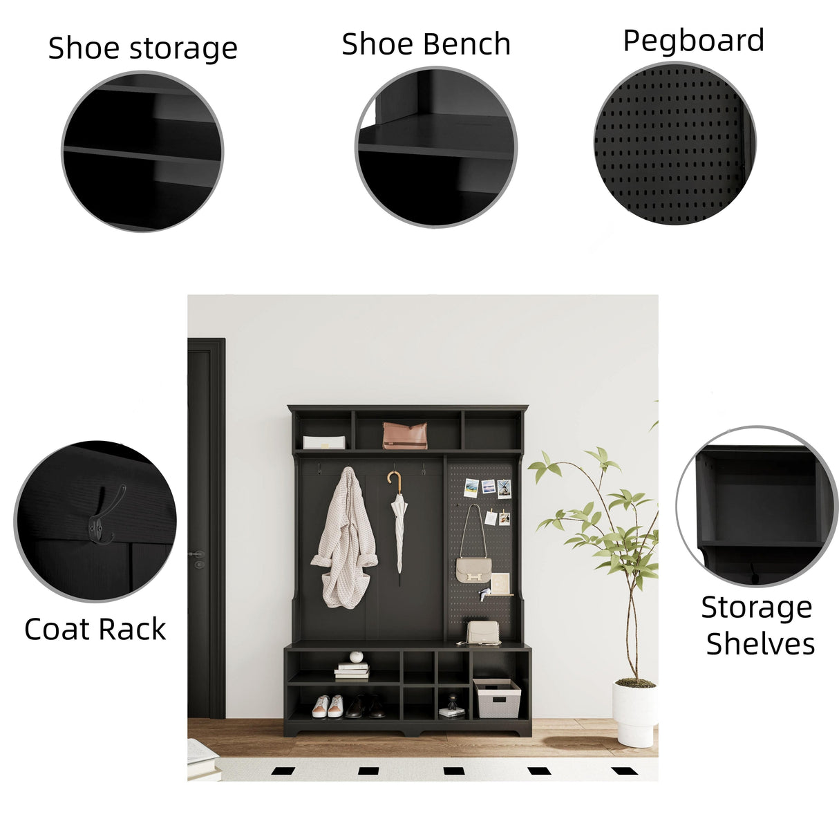 Hall Tree Entryway Bench with Shoe Bench