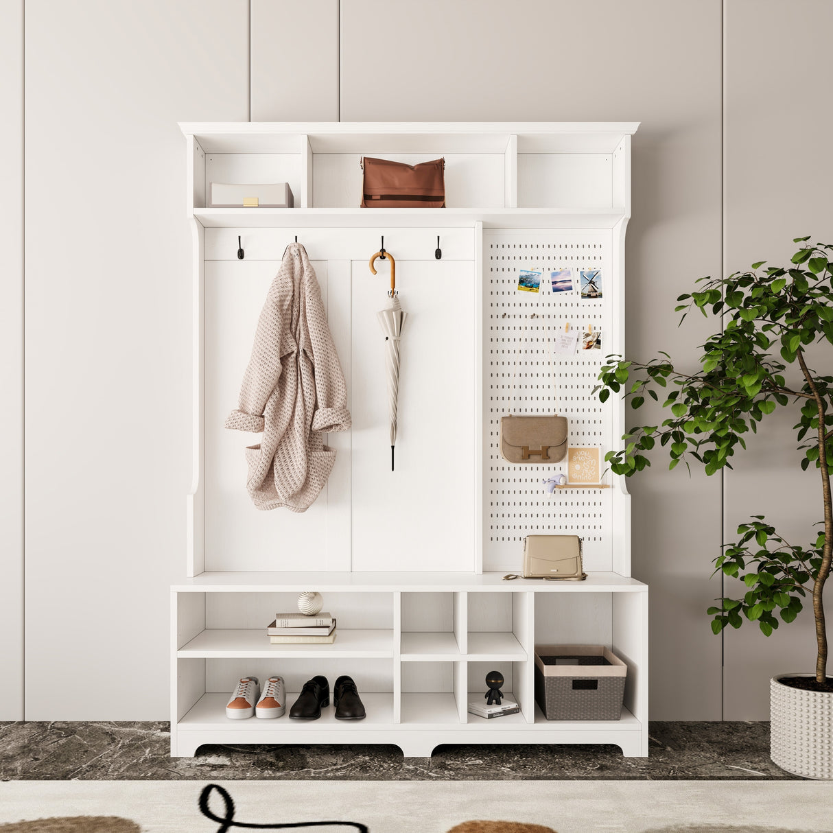 Hall Tree Entryway Bench with Shoe Bench